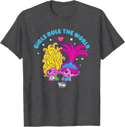 Vista 31 de DreamWorks Trolls Band Together - Camiseta para niñas con leyenda "Rule", diseño Negro