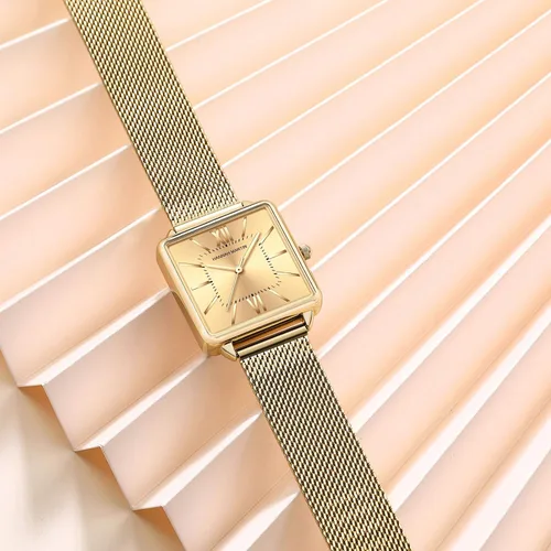 Vista 3 de RORIOS Reloj analógico de cuarzo para mujer, reloj de pulsera clásico casual con correa de malla de acero inoxidable, impermeable, simple reloj