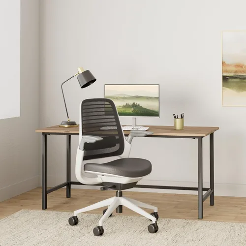 Vista 2 de Steelcase Series 1 Silla de oficina ergonómica, suelos de alfombra, grafito, luz