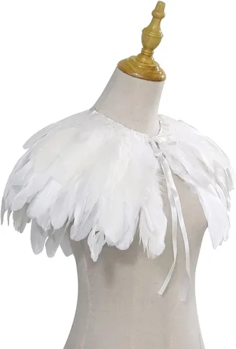 Vista 2 de ZAKIA Camisa de moda de las charreteras del cuello del chal de la pluma natural de las señoras