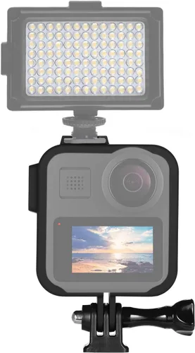 Vista 4 de Andoer Funda de cámara de acción para cámara de plástico con marco protector de carcasa de vlog con soportes dobles de zapata fría para cámara
