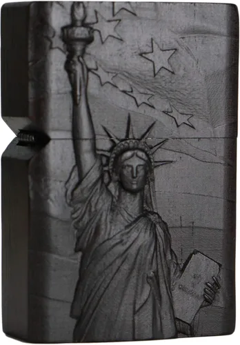 Vista 19 de Carcasa exterior de encendedor tallado en madera negra de ébano natural para kit de inserción Zippo (1000 brazos Avalokiteshvara de la diosa 3#)