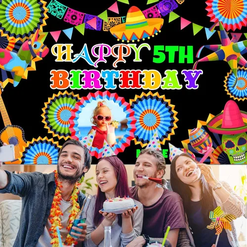 Vista 6 de Decoración personalizada para fiesta mexicana, carnaval, fiesta de feliz cumpleaños, suministros personalizados, fiesta mexicana, carnaval, Estilo-P
