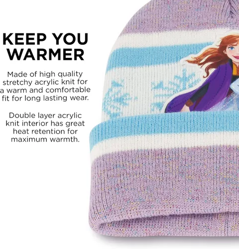 Vista 4 de Disney girls Winter Hat With Knit Mittens Set and Insulated Ski Ages 2-4 Or Frozen Knit Gloves and Glove Set Age 4-7