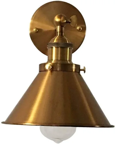 Vista 4 de LITFAD Paquete de 2 lámparas de pared ajustables con acabado de latón, 1 lámpara de pared industrial retro de 7.2 pulgadas con pantalla de cono