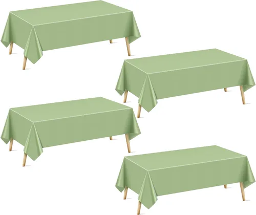 Vista 13 de Just Shimmer Mantel rectangular de 4 piezas, 54 x 72 pulgadas, color liso, impermeable y a prueba de derrames, mantel de fiesta duradero