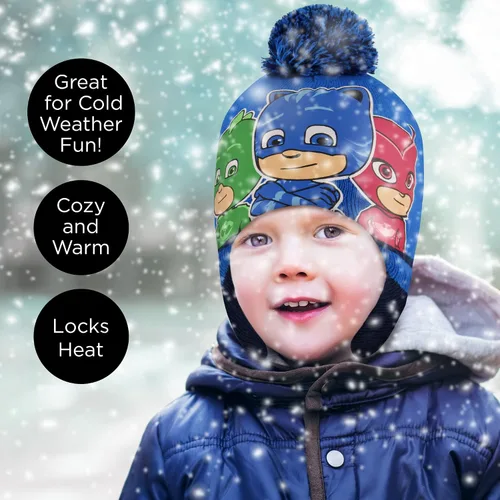 Vista 7 de PJ Masks Conjunto de gorro y mitones de invierno para niños, gorro para niños pequeños