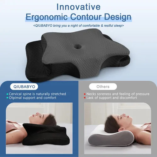Vista 3 de Almohada Cervical para Alivio del Dolor para Soporte del Cuello, Almohada Ergonómica Ajustable para Dormir Cómodamente, Almohadas Ortopédicas