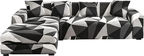 Vista 32 de MIFXIN Fundas de sofá modular en forma de L, 2 piezas, elásticas, tipo L, para sofá esquinero, protector de muebles, para mascotas, niños, perros