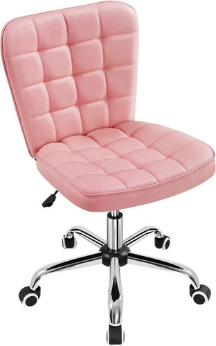 Vista 12 de Yaheetech Silla de Escritorio de Oficina Moderna Acolchada sin Brazos de Computadora Tapizada en Cuero Sintético con Altura de Asiento Ajustable