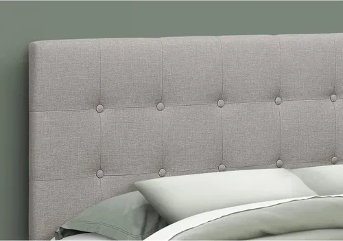 Vista 6 de Monarch Specialties I 6003Q - Cama de cabecero solamente, tamaño Queen, dormitorio, tapizada, aspecto de lino, gris, de transición