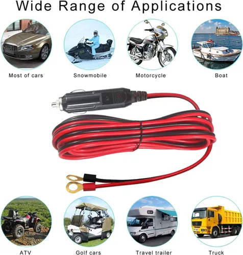 Vista 5 de Enchufe Macho de Encendedor de Cigarrillos a Terminales de Ojal 12V 10 Pies - Cable de Extensión de Enchufe Macho de Encendedor de Cigarrillos 12V