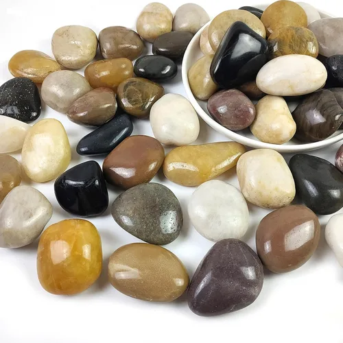 Vista 12 de Piedras de jade de 2 libras para plantas de interior, piedras pulidas naturales de 0.7 a 1.2 pulgadas, rocas decorativas de río para suculentas