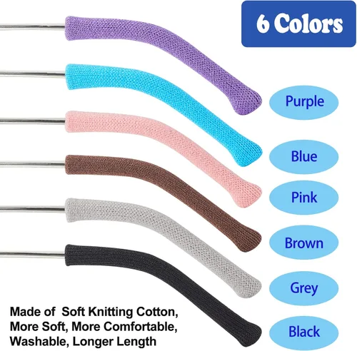 Vista 4 de Cojín de oreja para lentes de longitud más larga con algodón de punto suave, agarre elástico antideslizante para gafas, puntas de patillas de lentes