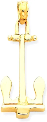 Vista 8 de Collar con colgante de oro amarillo de 14 quilates 3D azul marino náutico con anclaje náutico para marineros y marineros militares, joyería fina