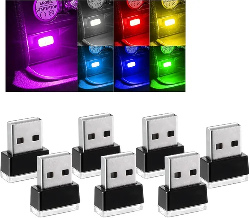 Vista 23 de Augeny 4 PCS Lámpara de Atmósfera Interior de Coche LED USB, Luz Nocturna Decorativa Enchufable USB, Kit de Iluminación Ambiental Portátil para 2
