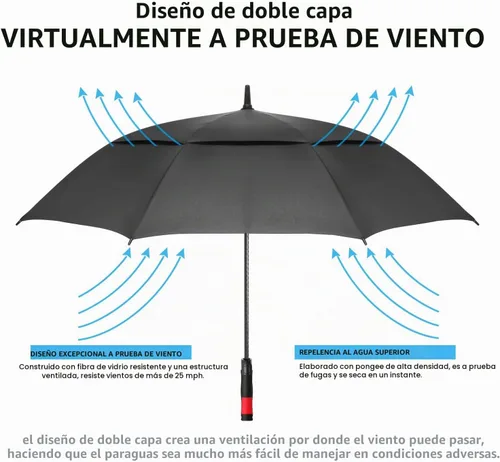 Vista 6 de SIEPASA Paraguas de golf grande de 62/68/72 pulgadas, paraguas de golf de apertura automática, extra grande, doble toldo ventilado, resistente al