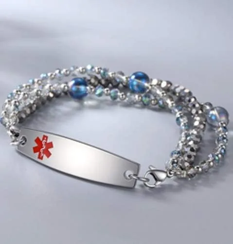 Vista 2 de Medical ID Triple Strand con cuentas de hilo intercambiable