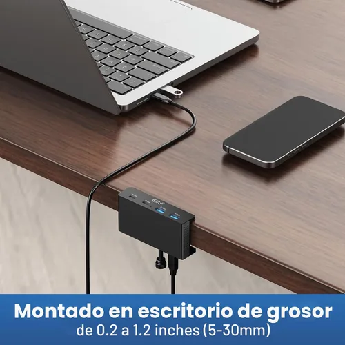 Vista 4 de Abrazadera EJAY Hub USB de 10 Gbps de 4 puertos (2A2C) Hub para iMac y PC