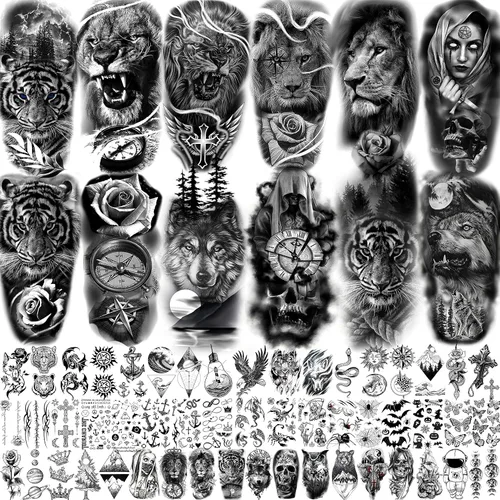 Vista 18 de COKTAK 6 Piezas/Lote Adhesivos Temporales Únicos de Henna Negra para Adultos, Mujeres, Niñas, Pluma, Mandala, Flor, Arte Corporal, Tatuajes Grandes
