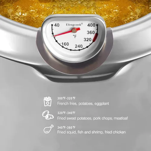Vista 3 de Termómetro de aceite de freír para olla freidora, termómetro de cocina para freidora de aceite caliente, clip térmico lateral de freír y sonda