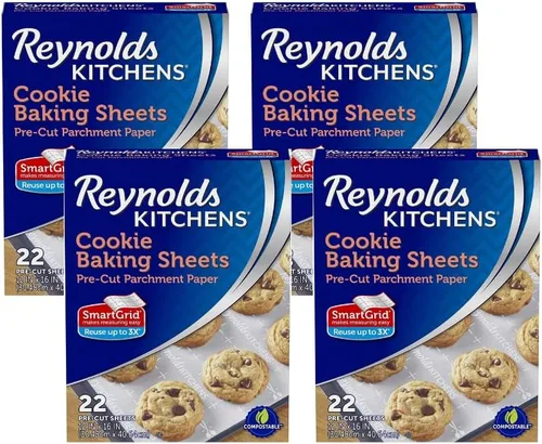 Vista 9 de Reynolds Kitchens Hojas para hornear galletas, papel pergamino precortado (22 hojas, paquete de 2)