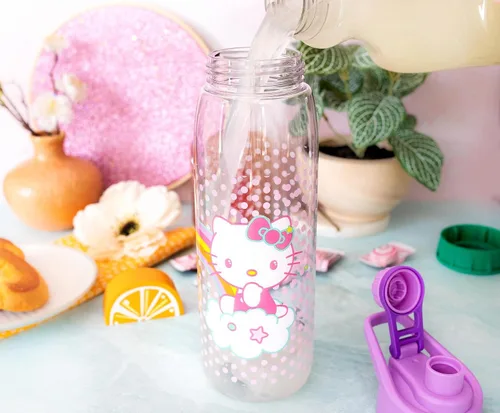 Vista 2 de Silver Buffalo Sanrio Hello Kitty y sus amigos presentan botella de agua Joey con tapa roscada, 28 onzas (833 ml)