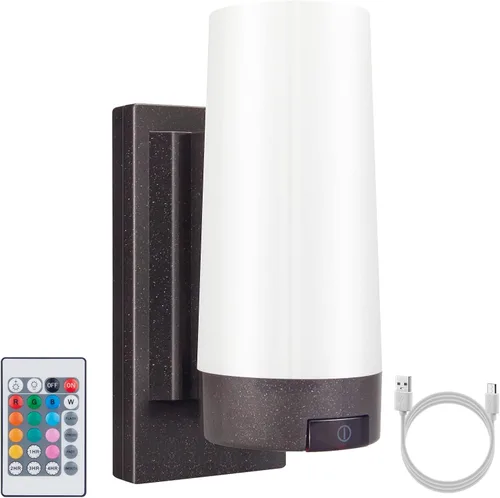 Vista 11 de BIGMONAT Lámpara de pared a pilas, aplique de pared que cambia de color con control remoto y temporizador, luz nocturna RGB inalámbrica, lámpara