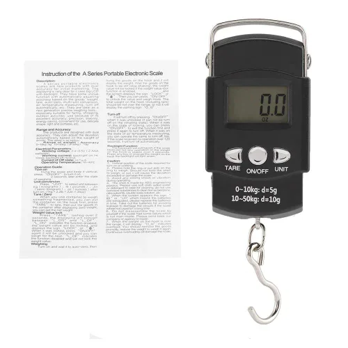 Vista 6 de Wifehelper - Báscula de equipaje de 110.2lbs110 libras, portátil, electrónica, LCD, digital, para viajes, pesca, balanza de peso con gancho de cinta
