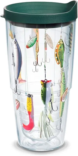 Vista 14 de Tervis Señuelos de pesca hechos en Estados Unidos, vaso aislado de doble pared para viaje mantiene las bebidas frías y calientes, 16 onzas, clásico