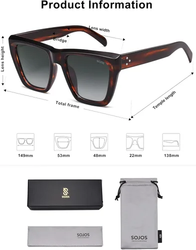 Vista 37 de SOJOS Fashion Oversized Square Cat Eye Polarized Sunglasses for Women Trendy Cateye Style Womens Sunglasses SJ2179