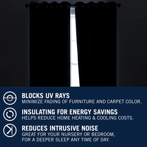 Vista 5 de Nautica Cortinas opacas para el hogar, Providence Ultimate Blackout Classics, cortinas térmicas de privacidad para dormitorio o sala de estar, juego