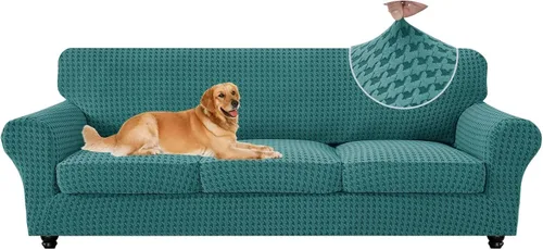 Vista 70 de MAXIJIN 2 fundas elásticas para sillón de sala de estar, fundas gruesas y suaves con brazos para perros, mascotas, protector de sofá individual