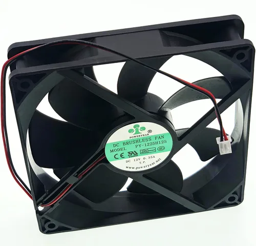 Vista 3 de Ventilador PY-1225H12S 12025 DC12V 0.35A 120×120mm×25mm Ventilador de enfriamiento de 2 hilos