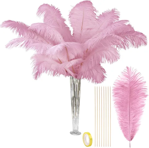 Vista 12 de VIJIV Plumas de avestruz grandes de color negro natural, 10 piezas, kit de fabricación de plumas de 28 pulgadas de largo para manualidades, flores