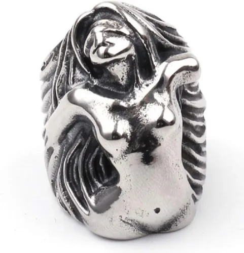 Vista 4 de Anillo de diosa para hombre, anillo de diosa masada, anillo de cabeza de calavera de diosa griega, anillo de amuleto de tótem de diosa vintage