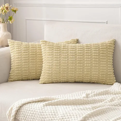 Vista 85 de MIULEE - Paquete de 2 fundas de cojín decorativas de corduroy, modernas y boho, suaves, con rayas, decoración del hogar, sofá, sala de estar, sillón