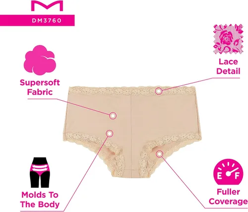 Vista 5 de Maidenform Paquete de bragas de microfibra para mujer, un fabuloso ajuste con encaje, paquete de 3