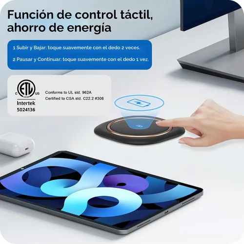 Vista 2 de ANNQUAN Receptáculo motorizado de encimera desplegable con cargador inalámbrico de 15 W, entrega de potencia máxima de 20 W, salida automática
