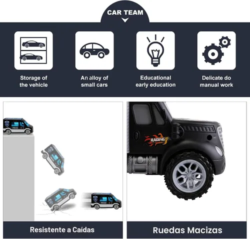 Vista 6 de Juguetes para niños de 3 a 4 años, juego de transporte de camiones grandes con 12 vehículos fundidos a presión, camiones, juguetes, autos, regalos