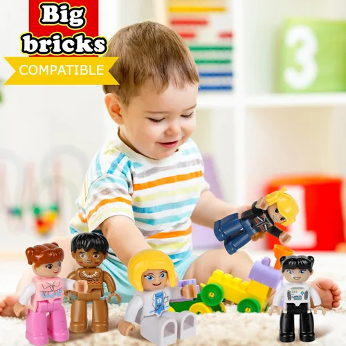 Vista 3 de Figuras Magnéticas Grandes de Personas para Niños, 3 Pulgadas Personas de Juego Magnéticas Compatibles con Lego, 12 Piezas Juguetes Magnéticos