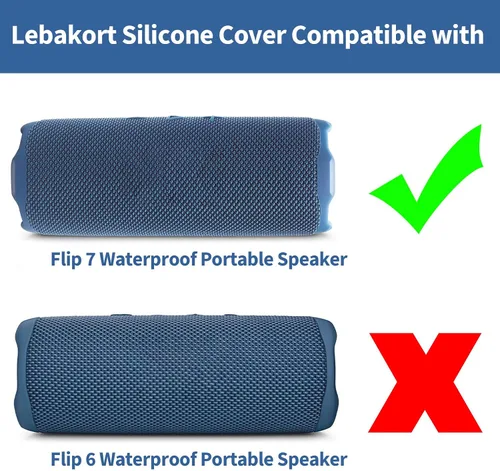 Vista 4 de Funda de silicona compatible con altavoz portátil impermeable JBL Flip 7 (cubierta negra)