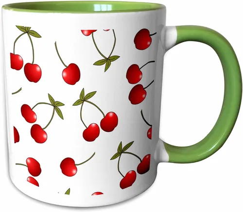 Vista 11 de 3dRose Janna Salak diseños Prints y patrones – Cereza jugosa De Impresión Rojo Cerezas sobre blanco – Tazas, Negro/Blanco