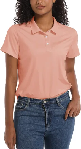 Vista 4 de TACVASEN Camisas polo para mujer, con protección solar UPF 50+, manga corta, secado rápido, cuello de 3 botones, ligeras