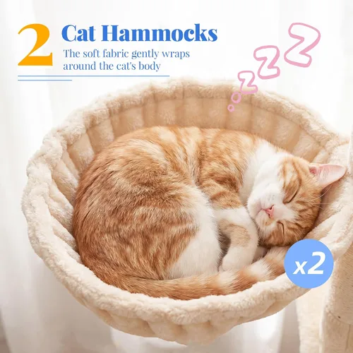 Vista 5 de Hey-brother Árbol de Gato, torre de gato de varios niveles XL de 74 pulgadas para gatos de interior con tres condominios para gatos, dos plataformas