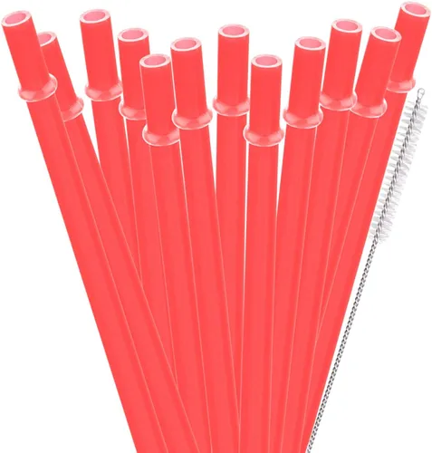 Vista 11 de Pajitas de repuesto de plástico reutilizables de color liso de 6 pulgadas para mini tarro de masón, vasos, juego de 12 popotes con cepillo de 12color