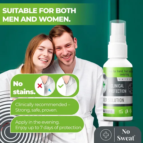 Vista 7 de NO SWEAT Spray antitranspirante de máxima resistencia, desodorante fuerte para tratamiento de sudoración excesiva y hiperhidrosis, dura hasta 7 días