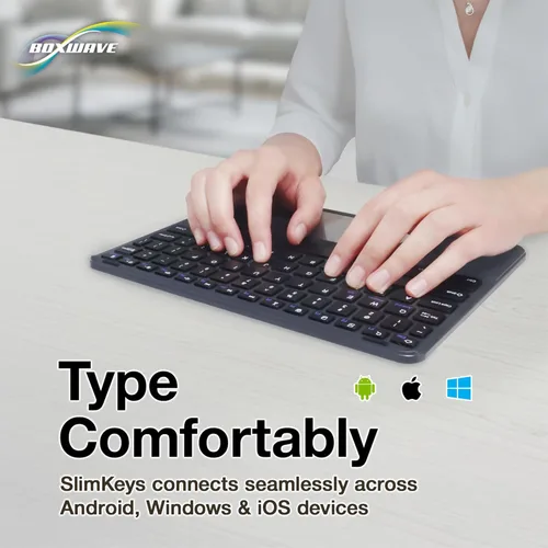 Vista 4 de BoxWave Teclado compatible con la tableta Chuwi Hi10, teclado Bluetooth SlimKeys con trackpad, panel táctil delgado portátil, color negro azabache