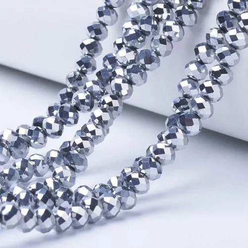 Vista 3 de Beadthoven - 1300 cuentas de vidrio de Rondelle facetadas de color metálico de 0.157 pulgadas (0.157 in), espaciadores de cristal galvanizados