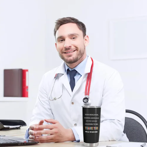 Vista 5 de Vaso de 20 onzas, regalo de agradecimiento al médico/graduación para hombres/mujeres, regalo de jubilación/día del médico para Dr./MD Cup 1 unidad